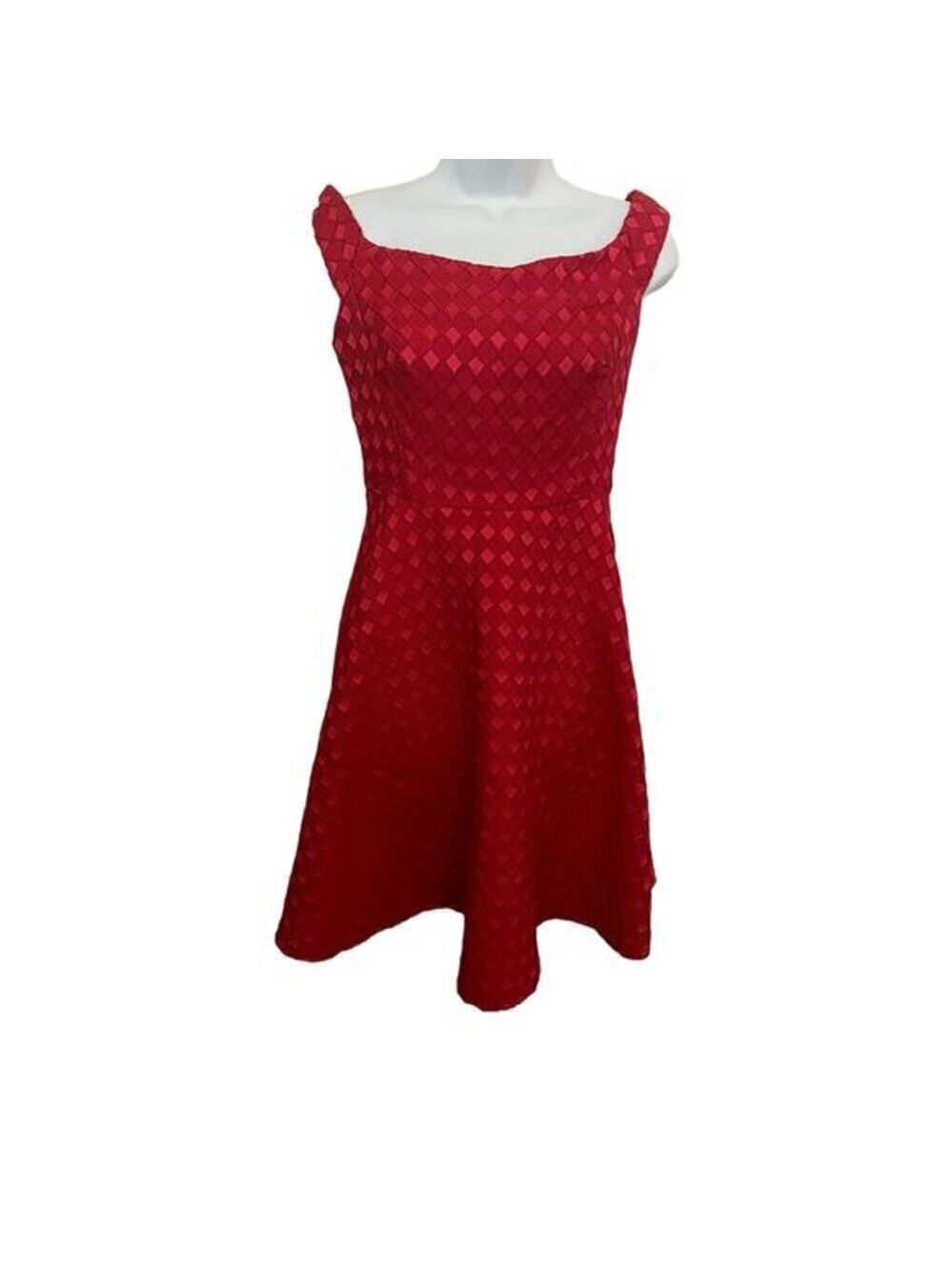 NWOT Anthropologie Moulinette Soeurs Red Off-Shoulder Dress Check Pattern 2